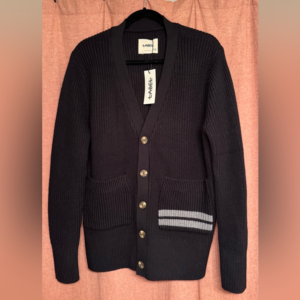 Black Cardigan Sweater, Label, Size M